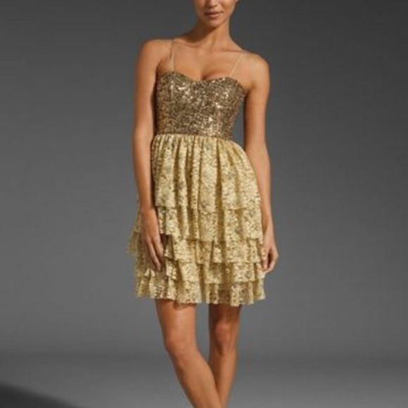 ALICE + OLIVIA Lucille Beaded Bustier Tier Dress - Picture 1 of 3